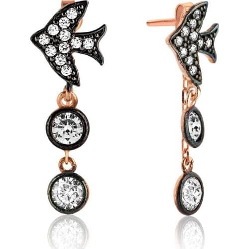 Original 925 Sterling Silver Chained Swallow Earring , Quality products , Flashy Designs , Hundreds of kinds of earrings