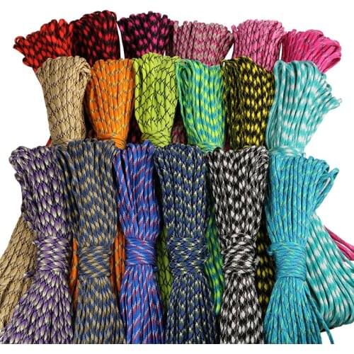 550 Paracord Parachute Cord Lanyard Tent Rope Guyline Mil Spec Type III 7 Strand 50FT 100FT For Hiking Camping accessories