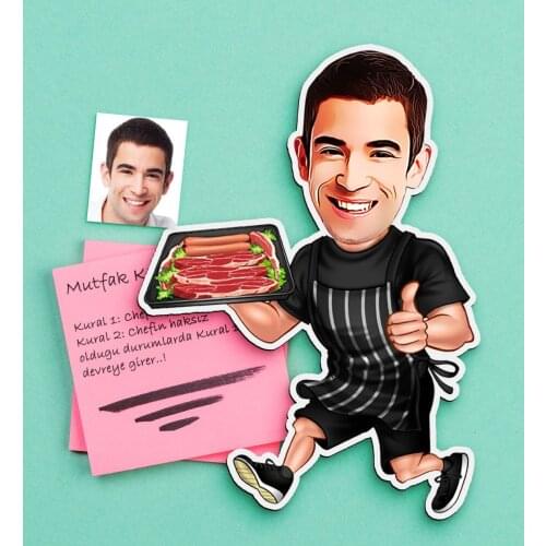 Personalized Men Chef Caricature Of Wooden Magnet-8 Reliable Quality Cost Effective Special Design Decoration Funny fun