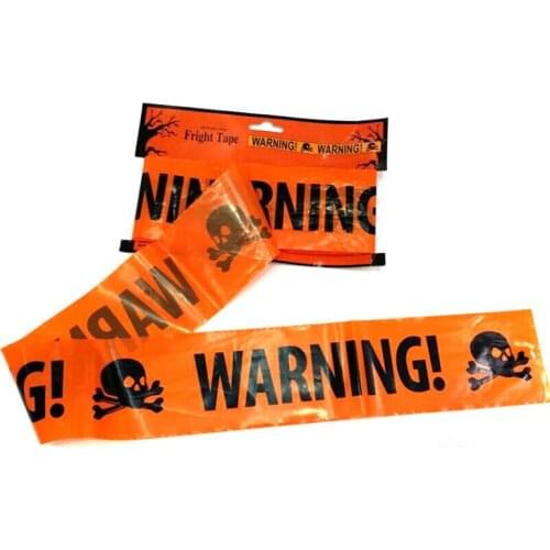 600x8cm Words Warning Halloween Tape Horror Skull Head Plastic Door Prop Decor Tape Signs Halloween Party Home Window Decoration