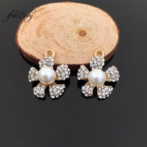 Alloy Flat back button for DIY Hair Accessories pearl Rhinestone Buttons