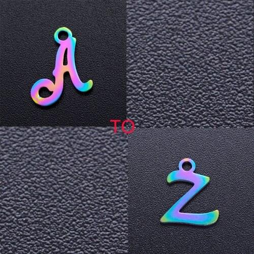 26pcs/lot Stainless Steel Rainbow Color Alphabet Charms DIY Initials From A-Z Alphabet Pendant Jewelry Making Accessories