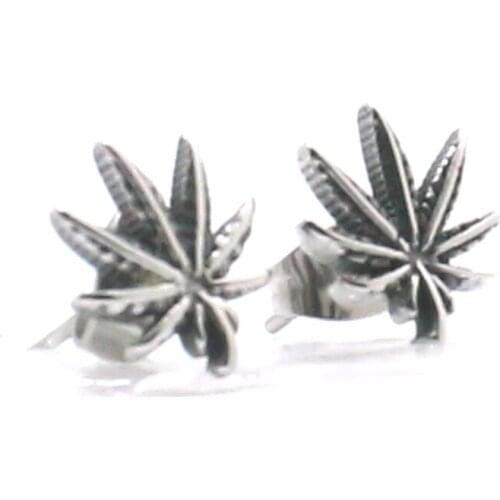 Unisex 316L Stainless Steel Cool Leaf Stud Earrings