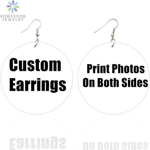 SOMESOOR Wholesale Custom African Wooden Drop Earrings Both Sides Printing Personalized Afro Black Pendant Dangle For Women Gift