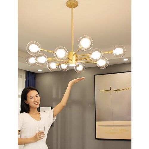 Modern Glass Balls Pendant Lamp Light Luxury Branch Chandelier Magic Bean LED Lighting Fixture Living Room Home Decoration