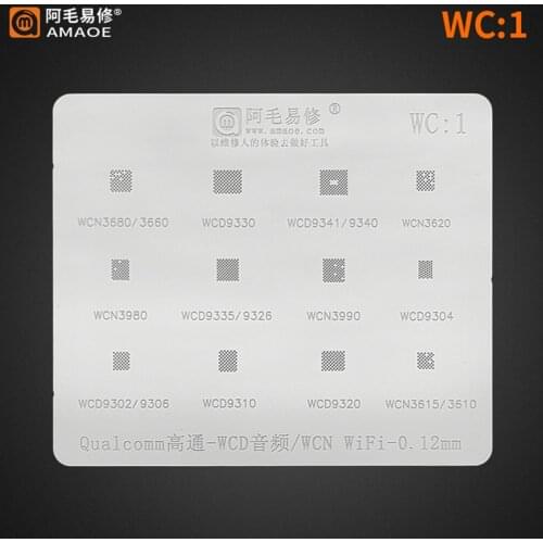Amaoe WC1 BGA Reballing Stencil FOR WCN 3680 3660 3980 3620 3615 WCD 9304 9302 9306 9310 9335 9330 9340 3990 AUDIO WiFi Chip IC