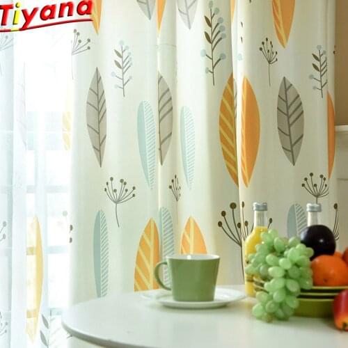 Yellow Leaves Voile Tulle Curtains For Living Room Leaf Tulle Curtains For Bedroom Curtains for Kids Fabric Drapes WP132#NT
