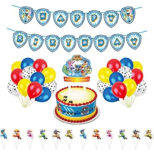 2021 New Paw Patrol Decorative Letter Pull Flag Balloon Cake Row Children Birthday Theme Supplies BabyShower Event Party Gift