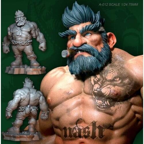 1/24 Figure Kits (75mm) Qq Muscle Mens Double-head Resin Soldier Colorless And Self-assembled A-012