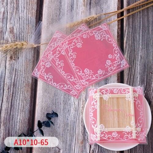 100pcs/lot Snowflake Crisp Packaging Self-adhesive Romantic Pink Entwined Circle Of Roses Biscuit Wedding Party Cellophane Bags