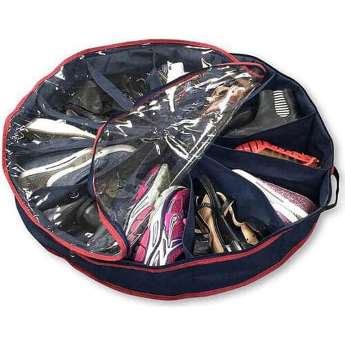 12 Pair Under Bed Shoes Round Storage Space Saving Shoe Organizer Bag Box new