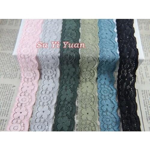 20 Yards/lot 26mm Width Small Flower Elastic Stretch Lace Trim DIY Headband Sewing Garment Elastic Lace