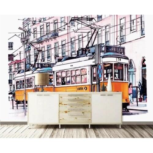 3d photo wallpaper custom mural Modern minimalist nostalgic street bus industrial background deco room wallpaper for walls 3 d