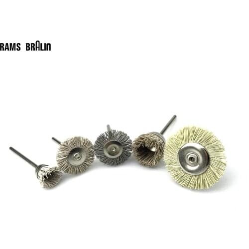 5 pieces Mini Brush Mounted Nylon Abrasives Wire Polishing Brush Wood Carving Groove Grinding Head Dremel Tool