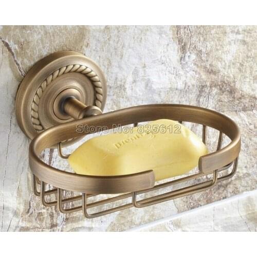 Antique Brass Bathroom Soap Dish Holder Wall Mounted Soap Storage Basket Wba092