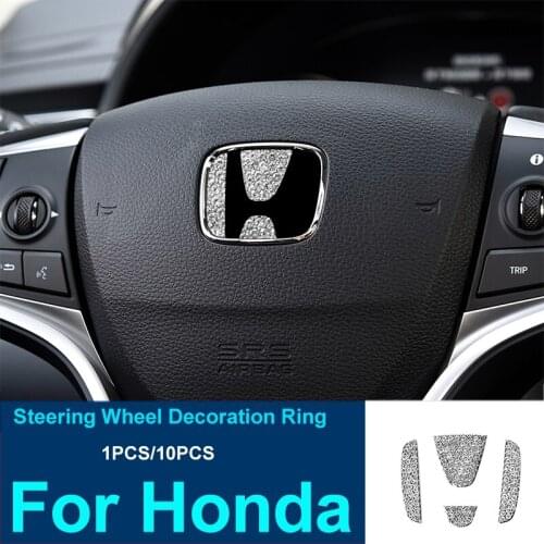 Car Steering Wheel Bling Logo With Diamond Emblem Stickers Auto Interior Car Decoration Styling For Civic CRV Accord CRV City