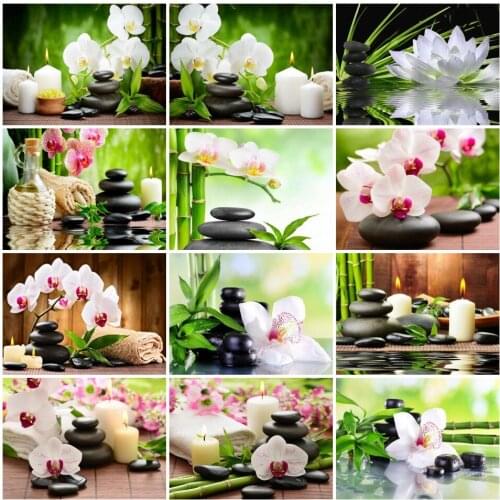 AZQSD Diamond Painting Orchid Stone Mosaic Diamond Embroidery Flower Needlework Home Decor 5d Diy Cross Stitch Kits