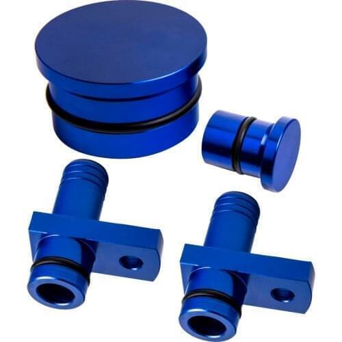 1 Set Diesel PCV Reroute Fittings&Reroute Port Plug&Resonator Plug fit 2004.5-2010 6.6L for GM Duramax Anodized black Blue