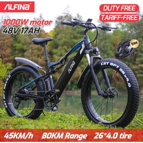 EU Stock)ALFINA FX-03 1000W electric mountain bike SnowBike 26 Inch ebike electric bicycle Ebike 48V 17Ah Lithium Battery