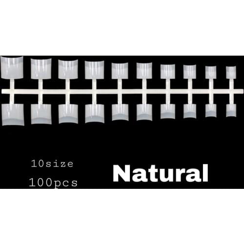 Hot Sales 100Pcs Artificial Acrylic Fake Nails Tips Natural/Transparent False Nails Manicure Art Decoration Faux Ongles