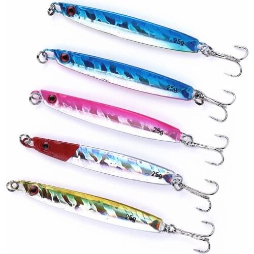 HENGJIA 10pcs/lot Lead Fish Fishing Lure 8cm 25g Colors Metal spoon Fishing Bait Sea Jig Lures Fishing Tackle Jigging
