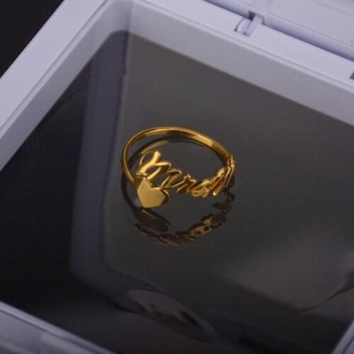 Customized Name Opening Finger Rings Adjustable Personalized Custom Nameplate Letter Rings Birthday Friendship Jewelry Gift