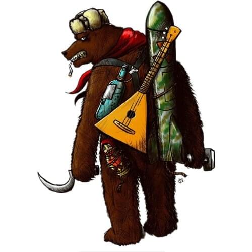 Interesting Car Sticke USSR Bear with Guitar and Strategic Missile CAR Window Motorcycle Decal Accessories Pattern Laser PVC