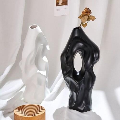 Nordic Ceramics Desktop Vases Ornaments Living Room Dining Table Flower Arrangement Dried Flower Vase Home Decoration Accessorie