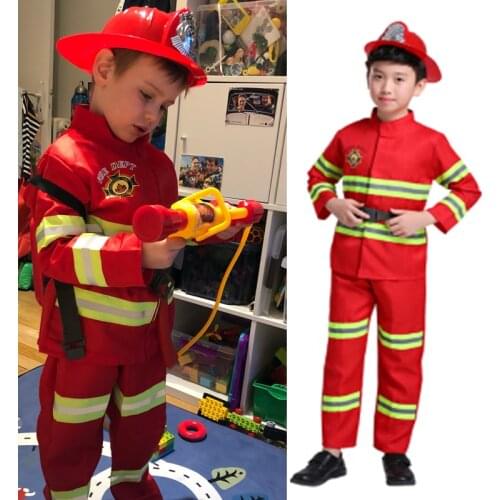 Anime Halloween Costume Cosplay Fireman Uniform Christmas Birthday Gift for Kid Boy Girl Role-play Carnival Fancy Suit Firefight