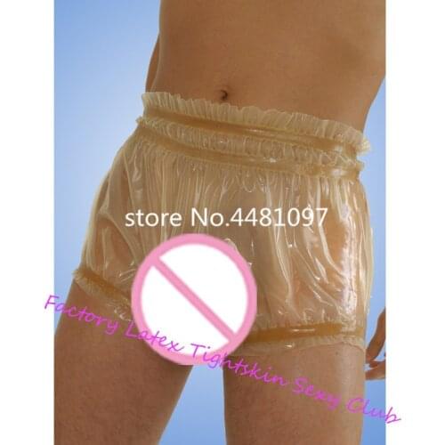 Latex Rubber Sexy Boxer Shorts for Men Nature Transparents Underpants pouch panties for men lingerie men underwear