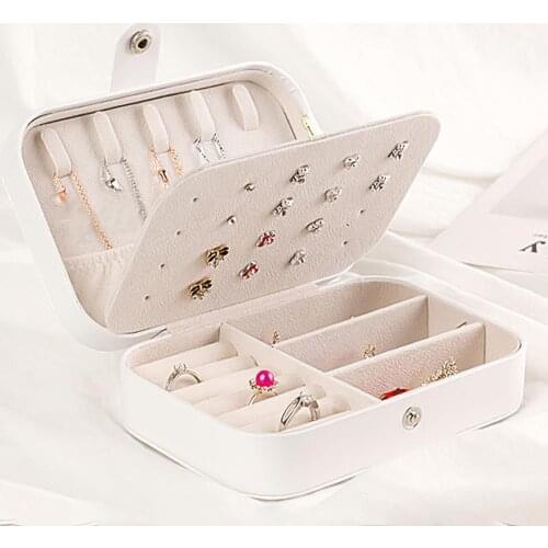 80% Hot Sell Women Jewelry Box Double Deck Portable Ring Earrings Organizer Ornaments Case