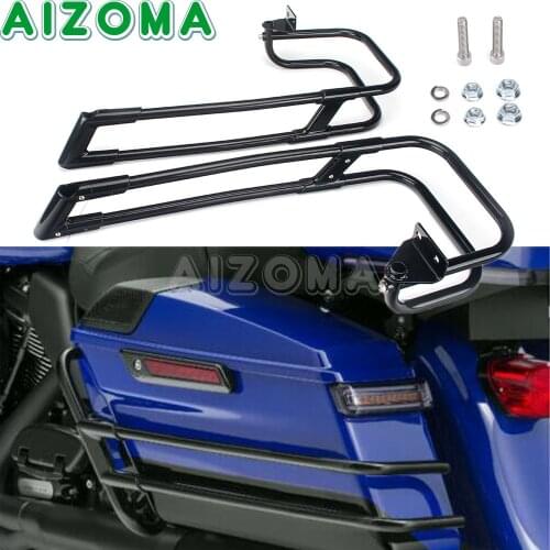 Motorcycle Twin Rail Saddlebag Guard Mounts Bracket For Harley Touring FLHT FLHR FLTR FLHTCU 14-21 Saddle Bag Rail Bar Protector