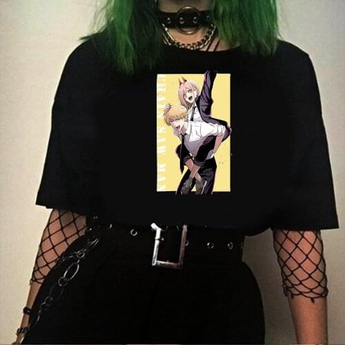 2021 New Anime Chainsaw man Fashion hip hop Harajuku kawaii Summer Short-sleeve Male T-shirt