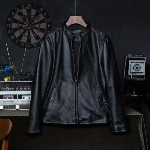 100% Natural Cowhide Leather Jacket Slim Men Skin Clothing Male Coat Autumn Spring Asian Size S-6XL Wholesale Drop Shipping