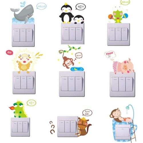 Lovely Animals Light Switch Sticker Children Room Home Decor Nursery Room Decoration Bedoom Kids Room Decor PCV stickers