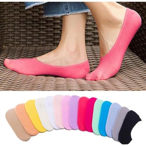 Invisible No Show Socks Non-slip Summer Color Fashion Girls Ladies Ankle Thin Slipper Short Boat Socks