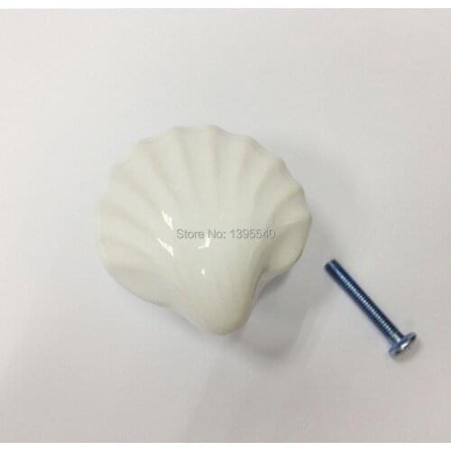 New 2pcs Cartoon Ceramic Cabinet Handle and Knob Seashell Wardrobe Handle Child Bedroom Drawers Knob Dresser Pull Multi