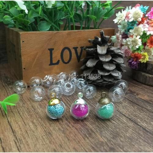 New arrival Freeshipping 100sets 10mm glass globe with 3mm hole and 6mm cap jewelry findings set mini clear Glass bottle vial