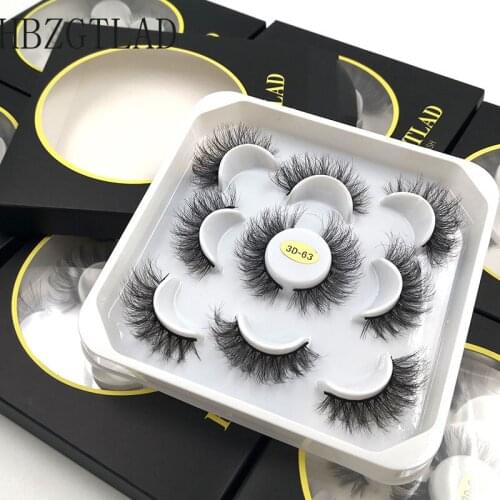 NEW 5pairs 5D Mink Lashes Eyelashes Volume Fluffy Cross Thick Long Soft Eye Lashes Natural False Eyelashes Mink Eyelash Makeup