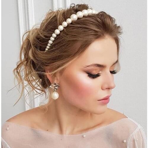 New Women Elegant Headband Luxury Simulation Pearl Hair Band hoop Fashion Bezel Turban Hairbands Trendy Hair Accessories for Gir