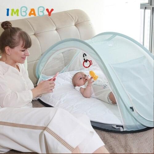 IMBABY Infant Portable Crib Baby Foldable Travel Bed Newborn Nest Sharing Bed Toddler Breathable Cotton Cradle With Mosquito Net