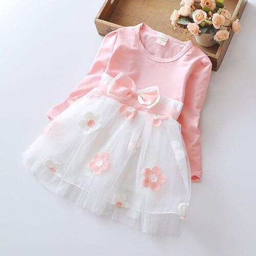 Floral Princess Kids Baby Dress For Girls Tulle Patchwork Flower Bow Dresses Sequins Party Birthday Baptism Dress For Girl