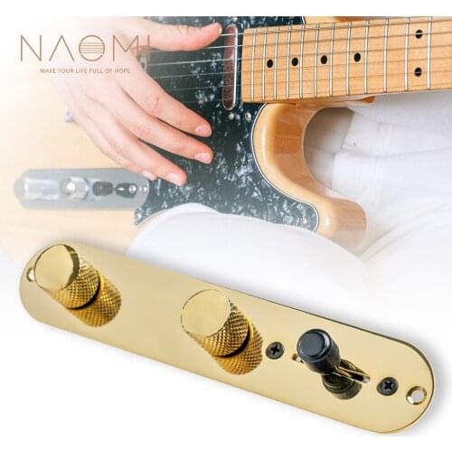 NAOMI Gold Plated Guitar Control Plate 3 Way Loaded Switch Wiring Harness Knobs with Mounting Screws For TL Guitar