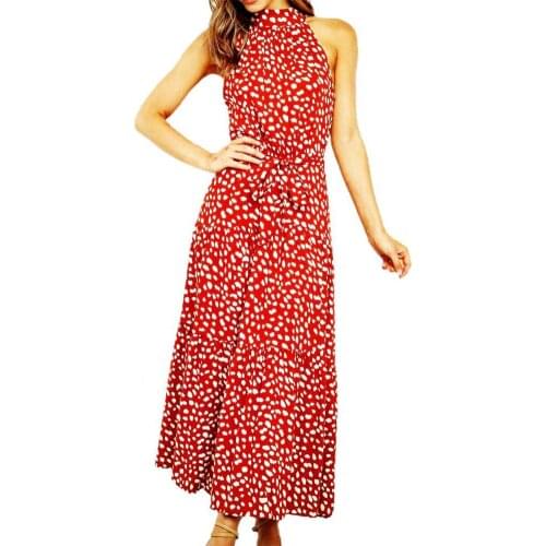 Casual Women Dress Fashion Dot Print Sexy Off Shoulder Halter Strapless Sundress Office Lady Summer Women Midi Dresses