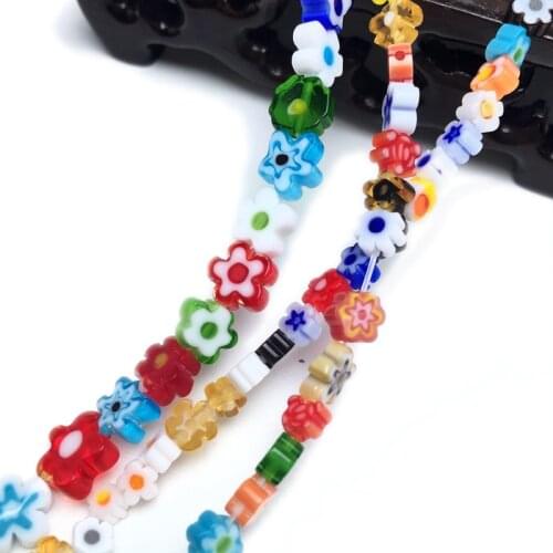 Mixed color IRREGULAR MULTIFLOWER LAMPWORK BEADS SMALL FLOWER GLASS BEAD SEED BEAD LOOSE BEADS FOR JEWELRY Bracelet accessories