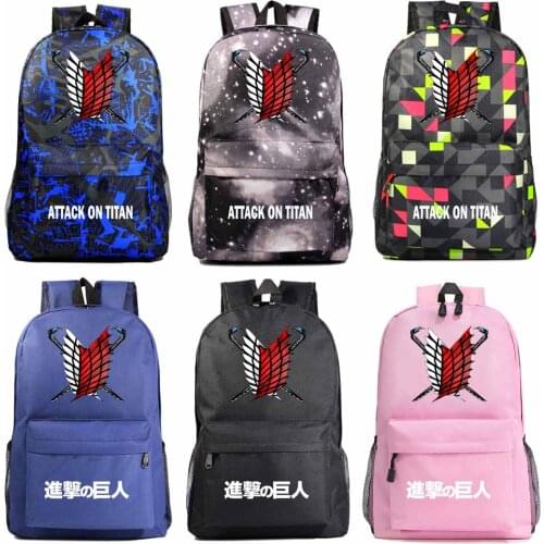 Christmas Cartoon Anime Wings Attack On Titan Boy Girl Book School bag Women Bag pack Teenagers Schoolbags Men Student Backpack