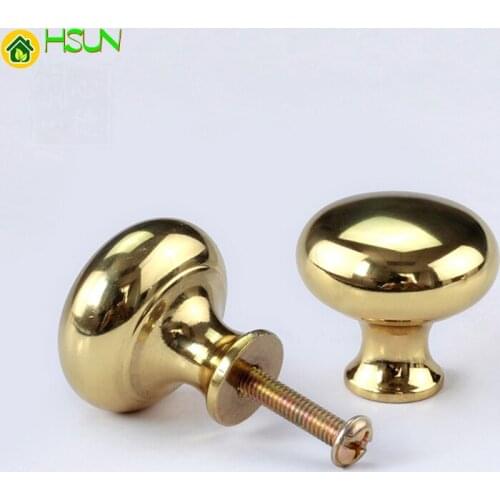 25mm/28mm/35mm gold solid brass Cabinet Pull Cupboard Drawer Handle Knobs Wardrobe Handle With Screw Furniture Hardware