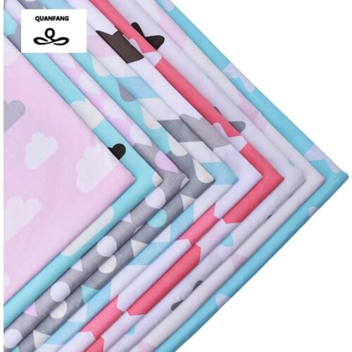 QUANFANG 10pcs/lot Print Twill Cotton Fabric ForPatchwork Sewing DIY Doll Baby Bedding Clothes Cartoon Tissue Material 40x50cm