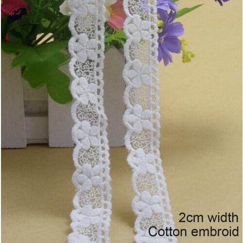 2cm white lace cotton embroidery lace french lace ribbon fabric guipure diy trims warp knitting sewing Accessories#2985