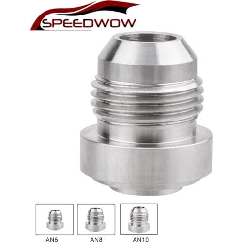 SPEEDWOW 2Pcs 6AN 8AN 10AN Weld On Bung Male Flare Weldable Fuel Tank Fitting Thread Hose Adapter Connector